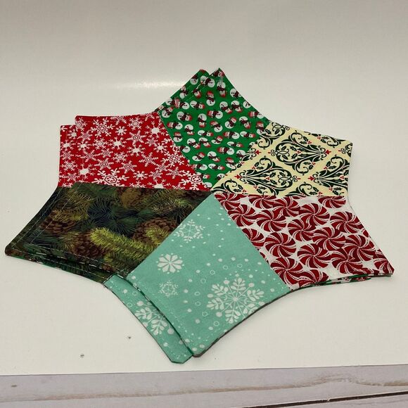 Set of Handmade Christmas Fabric Placements– Reversible Holiday Table Decor - Picture 1 of 5
